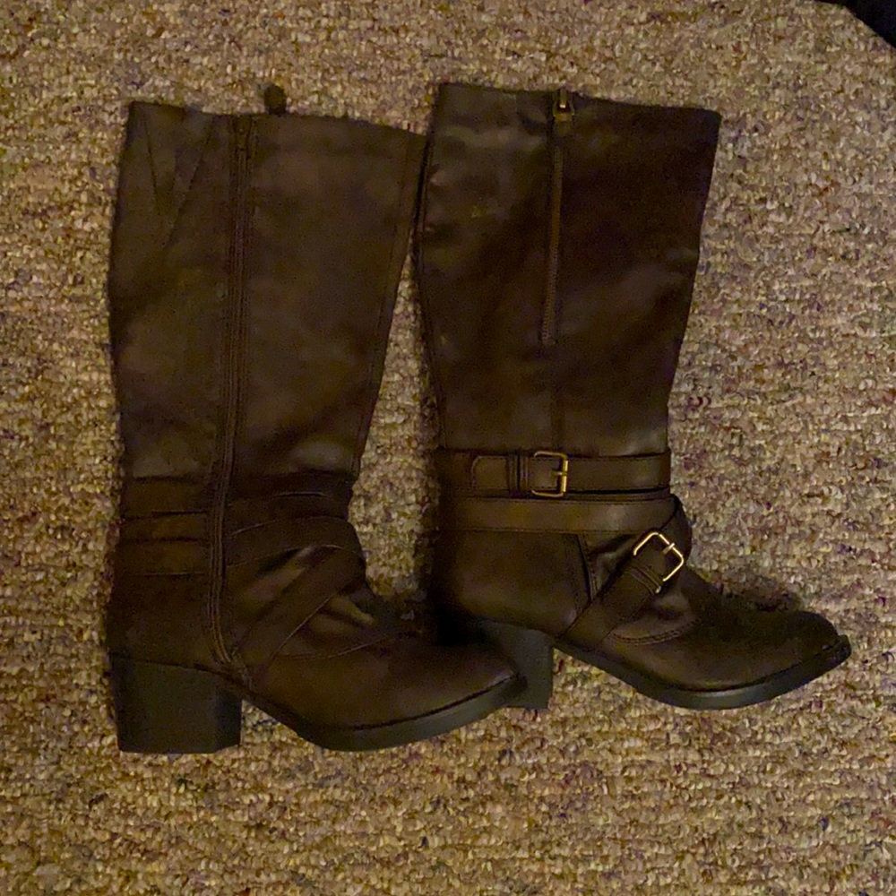 Brown knee high boots